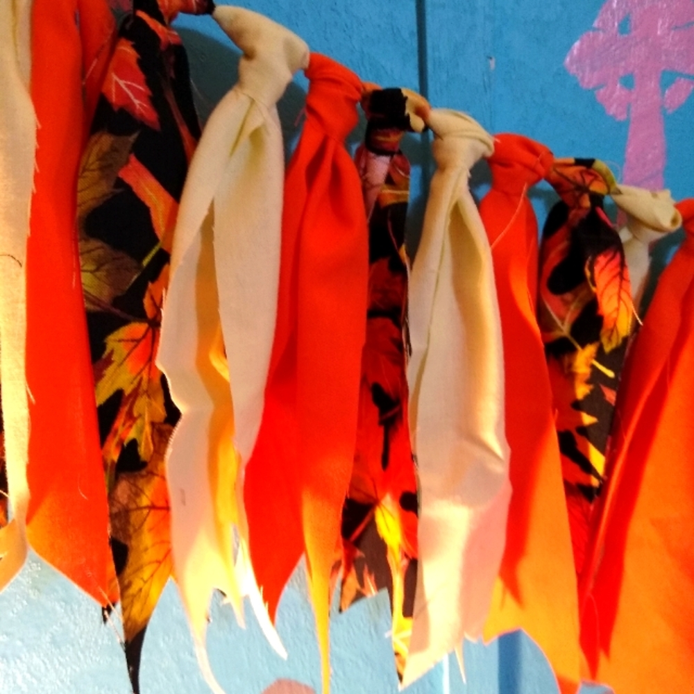 Handmade Fall Leaves Fabric Banner
